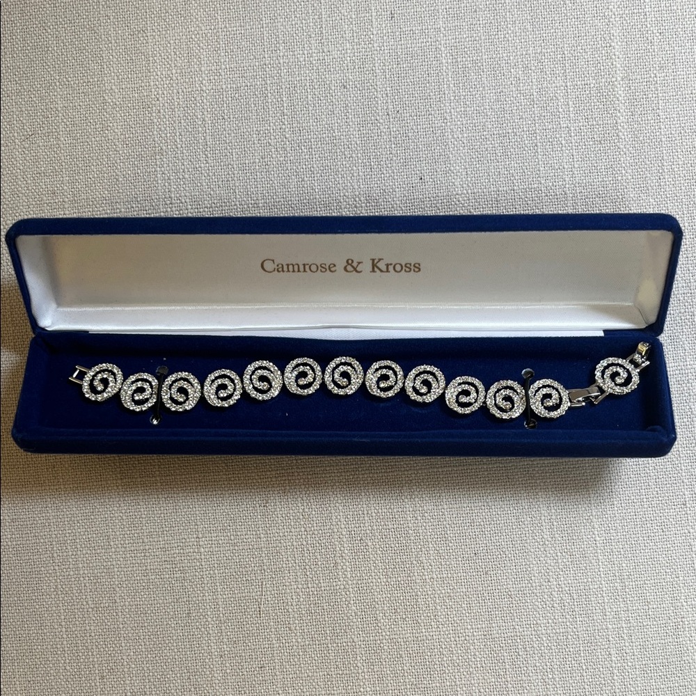 Camrose & Kross Jacqueline Kennedy Crystal Silver Swirl Bracelet